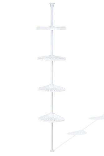 Bathsphere Badregal mit Teleskopstange, Eckregal mit verstellbarer Höhe von 110cm – 240cm, 4 Ablagefächer, einfache Montage - 8
