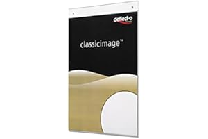 Deflecto Lot de 12 Supports Muraux pour Panneaux A4 Portrait - Cadre d'Affichage Professionnel Transparent - Porte-Panneau Mural pour Signalétique, Menus - Installation Facile avec ou sans Perçage