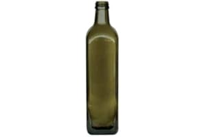 FIRMADIGARANZIA SRL 12 Bottiglie Per Olio E Liquore 1000 ml - Marasca Quadre Vuote In Vetro Scuro Uvag con Dosatore Olio Salvagoccia e Tappo Ermetico - Made In Italy - Uso professionale e domestico