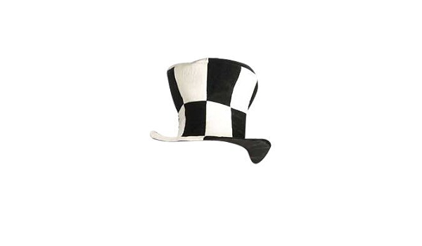 White Checkered Mad Hatter Top Hat 