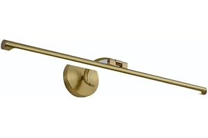 PAPUQ Applique LED per illuminare quadri, specchi, murales ecc, 12 W stile classico ed elegante, tono di luce calda 3000 K, oro opaco, articolato. 55 cm