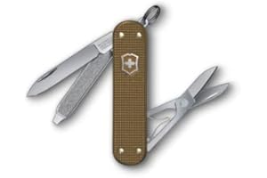 VICTORINOX Couteau de Poche Classic SD Alox Limited Edition 2024, 5 Fonctions, Swiss Made, Outil Multifonction avec Ciseaux, y c. Boîte Cadeau, Brun Terre