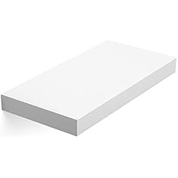 VASAGLE Étagère Murale Tablette Murale Étagère Flottante Étagère de Rangement, 40 x 20 x 3,8 cm, MDF Blanc LWS24WT