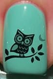 Startled owl Nail Decals by YRNails