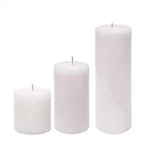 AuraDecor Set of 3 Pillar Candles 3 * 3 Inch, 3 * 4 Inch, 3 * 6 Inch White Unscented (Burning Time 45 to 90 Hours)