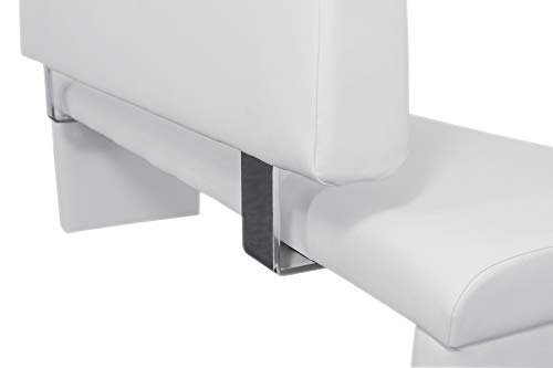 Cavadore Sitzbank „Charisse“ India Weiß / Moderne, gepolsterte Bank mit Lehne / Kunstleder-Bank weiß / Maße inkl. Lehne: 160 x 54 x 83 cm (B x T x H) - 4