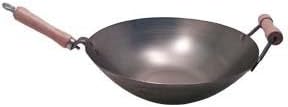 14 Inch Carbon Steel Wok w/ Helper Handle (Flat Bottom) USA Made by Wok Shop