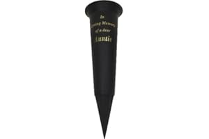 ENDLESS CREATIONS Special Graveside Memorial Grave Spiked Flower Vase In Loving Memory Special Memorial Vase for Graves - Plastic Cemetery Flower Holder with Spike, (1, Auntie)