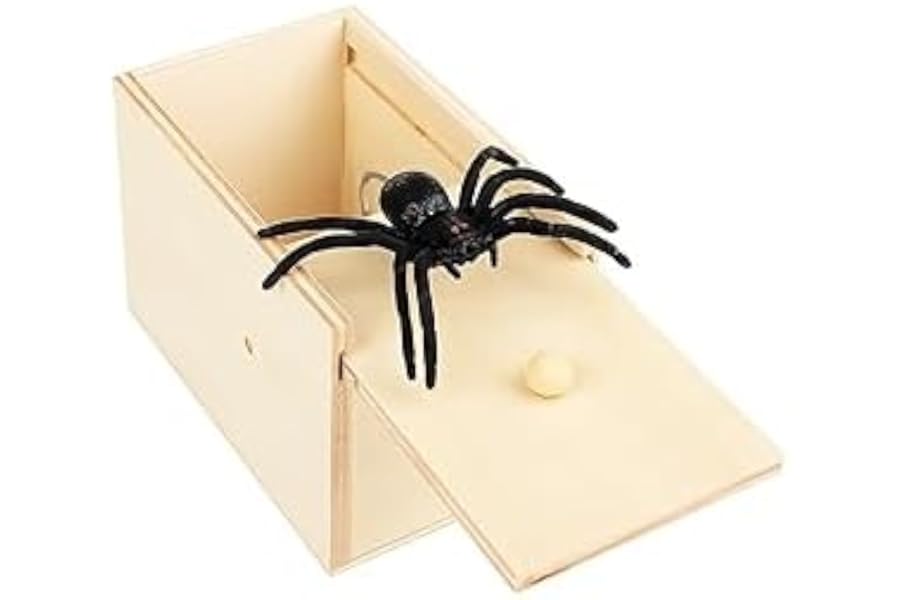 2pcs Spider in a Box Prank, Pranks for Kids, Spiders Halloween Gag Gifts, Funny Scare Box Wooden Prank Spider Hidden In Scarebox Toys
