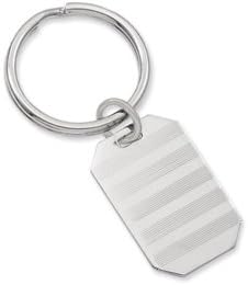 Rhodium-plated Stripes Engravable Key Ring