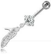Navel Piercing Banana Zirconia Bangle Pumps – 10 mm/Bar Thickness 1.6 mm/Length Int, Ball 5 mm