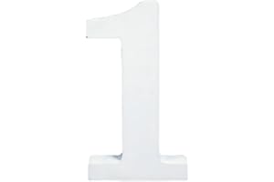 C.X.Y. Numero Segno in legno Bianco Lughezza 6 cm Spessore 0.9cm con Autoadesivi Decorazione Creazione fai da te (NUMERO 1)