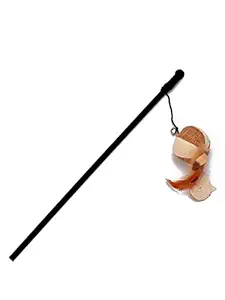 The Pets Company Plastic Rod Cat Bell Dangler with Mouse/Fish Interactive Cat Kitten Toy, Design May Vary