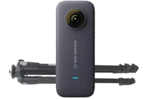 Insta360 Fotocamera d'azione One X2 impermeabile a 360 gradi, video 5,7K, touchscreen, con treppiede, scheda SD da 64 GB e pacchetto di abbonamento Starter di 12 mesi a Matterport