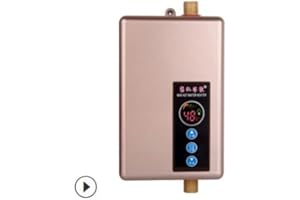 KYAOAYO Chauffe-Eau Sans Réservoir, Mini Chauffe-Eau Sans Réservoir, Salle de Bain, Cuisine, Électrique 220 V, 5,5 Kw, 5 V, 30-55 °C, Chauffe-Eau Instantané Champagne Or pour Maison, Cuisine (rose clair)