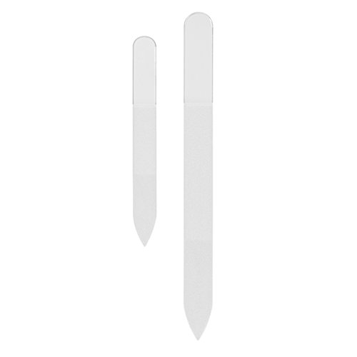 2er Set Glasnagelfeile Glasfeile aus Kristallglas, doppelseitig geschliffen, mit Etui zur Aufbewahrung - 2