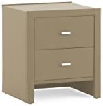 Dico Delta Bedside Table w 47 x 54 x 41 cm Leather Look Beige with 2 Drawers