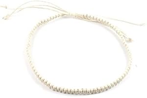 GOWER COAST CRAFTS Mens Ivory Tribal Surfer Handmade Cotton Macrame Adjustable Anklet