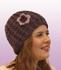 Ladies Soft Chunky Mohair beanie with crochet flower