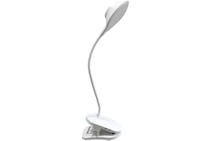 BEL AIR HOME - Lámpara Para Escritorio Led 5W Con Batería Serie CLIP Con 3 Temperaturas de Luz 3000k, 4000K, 6500K en Acabado Blanco