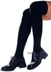 Tippmann 1 Pair of Fashionable Thigh Plain or Striped Thigh Knee Socks Schwarz-Uni Size:für alle Damengrößen geeignet lt. dem Hersteller Wowerat