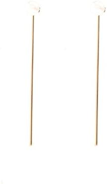 GYJIN Women's Minimalist Korean Style Metal Strip Pearl Drop Earrings 1 pair , gold , one size