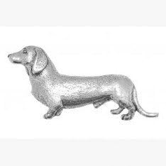 Pewter Daschund Dog Badge or Brooch Gift for Scarf, Tie, Hat, Coat or Bag
