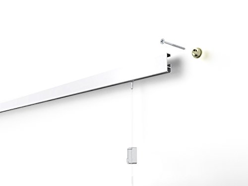 clip-rail blanco galería sistema para colgar cuadros Stas cliprail Kit montado en la pared con ganchos, 4 Metros