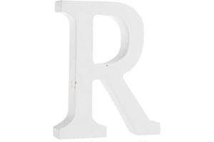 Yuna Legno Lettere A-Z Retro Fai da Te Decorazione per la casa caffetteria Abbigliamento Negozio Feste di Matrimonio Bianco, Altezza 11 cm, Legno, White, Large (R)