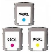 TruImage Set de 3 Haute Capacité 100% Compatible cartouches d'encre pour HP 940XL Multipack OfficeJet Pro 8000 8000A All-in-One Wireless 8500 8500A Compatibles avec HP 940 xl C4907AE C4908AE C4909AE (1 Cyan+1 Magenta+1 Jaune) (940XL Cyan Magenta Jaune)