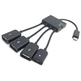 Cablecc Micro USB Host OTG 3 Port Hub Adapter Cable with Power for Galaxy S5 i9600 Note3 N9000 Cell Phone & Tablet