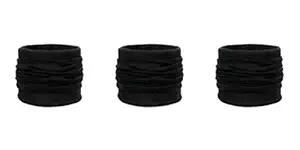 VT VIRTUE TRADERS Unisex Polyester Bandana Bikers Motorcycle Riding Neck Face Mask Protection Tube Head (Black, Pack of 3 Pcs)