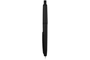 EROFA Jinhao 20 Series Press Fountain Pen, Matte Black Retractable Medium Nib with Ink Converter Set (Black Clip)