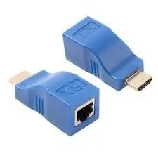 Microware HDMI to RJ45 Extender Adapter (Receiver & Transmitter) by Cat-5e/6 Cable, Transmission Distance: 30m (Blue)