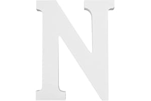 Yuna Legno Lettere A-Z Retro Fai da Te Decorazione per la casa caffetteria Abbigliamento Negozio Feste di Matrimonio Bianco, Altezza 11 cm, Legno, White, Large (N)