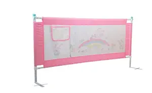 Vic Kid Adjustable Baby Bedrail Guard Bed Fence Size: L 178cm H 66cm (Pattern : Pink Cloud Rainbow)