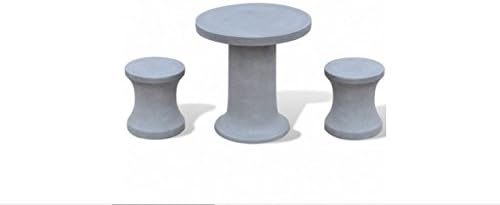 Unique Furniture Set - Solid Concrete Table &amp; 2 Stools - This Set Will Create An Attractive Ambiance Into Your Garden Or Home By eCommerce Excellence