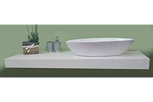 Mabel srl Mensola Sospesa per Lavabo Design moderno L 100 cm, compra dal produttore! (Bianco Luna)