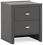 Dico Delta Leather Look Grey 2 Drawer Bedside Cabinet W 47 x H 54 x 41 cm