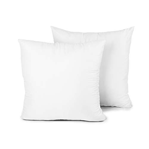 Edow Couvre-lit Taie d'oreiller Insertedow Lot de 2 hypoallergénique Duvet Alternative Polyester Forme Carré Oreiller décoratif Cushionsham Stuffer18 X 45,7 cm.
