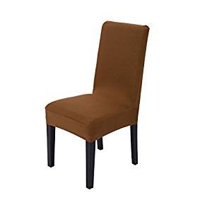 Schönes leben* 6er Elastizität Bügelfrei Stuhlbezug Stretchhusse Stuhlhusse Stuhlüberzug Husse für die Hochzeit (Kaffee) - 2