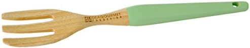 DEAGOURMET 103, Water Lily Fork 100% Natural Bamboo with Green Handle, 32 X 5 cm