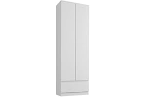 Framire B-4 szafa na ubrania w kolorze białym, 2-drzwiowa szafa na ubrania, 1 szuflada, 4 półki, szafa na ubrania do sypialni, salonu, korytarza, 180 x 60 x 35 cm