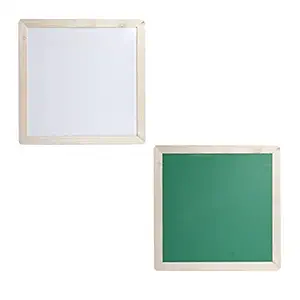 Kabello Wood Frame Green White Board for Kids 2 in 1 Writing Board with Marker/Duster and Chalk Pack of 1
