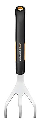 Fiskars Griffe de jardin à 3 dents, Longueur : 32,3 cm, Largeur: 9,2 cm, Noir/Orange, Acier inoxydable/Plastique, Xact, 1027047