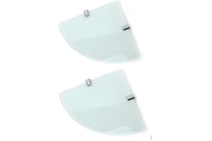 BSM MARKETING BSM – Étagère d'angle en verre trempé pour salle de bain, chambre à coucher, bureau - Blanc - Finition chromée - 150 mm x 6 mm d’épaisseur