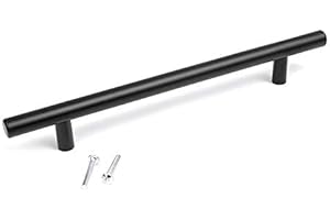BSM Marketing Poignée en T finition noire pour cuisine, chambre à coucher, salle de bain (1, 192 mm)