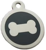 DOG/PET TAG DESIGN 32mm Stainless Steel Bone BLACK Engraved from Melian - MESSAGE US WITH WORDING REQUIRED