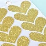 24 Schöne funkelnde Goldene Glitzer-Herzen-Aufkleber zum Dekorieren und Basteln