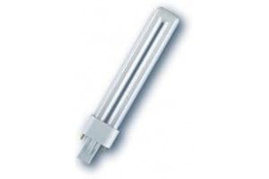 OSRAM DULUX S. Bombilla de fluorescencia compacta 7W 2700K G23. 2 Pin. 400 Lumen. 10.000 Horas. Dimensiones: 134 X 24mm. Luz cálida.